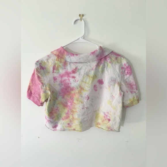 Ardene Tie Dye Women’s Short Sleeve Shirt in Pink, Yellow, Teal - Picture 2 of 7